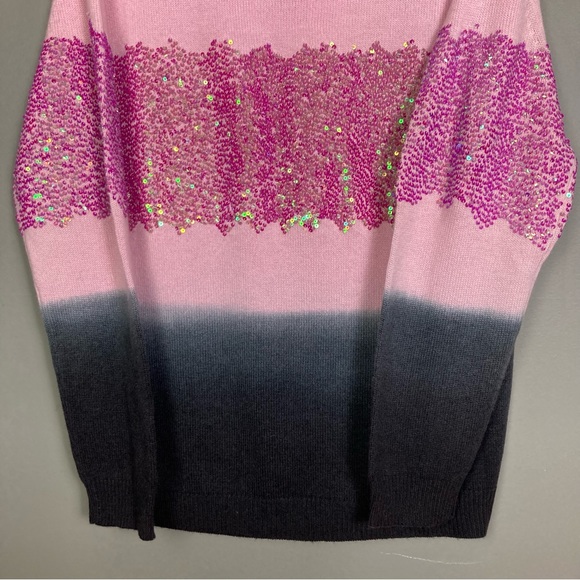 NWT Prabal Gurung sequin-embellished ombre cashmere wool sweater pink size large - Picture 8 of 15